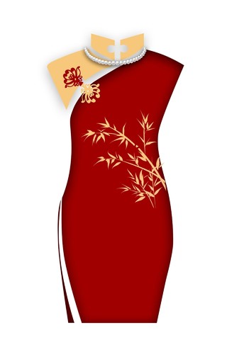 红色复古旗袍服装服饰衣服素材